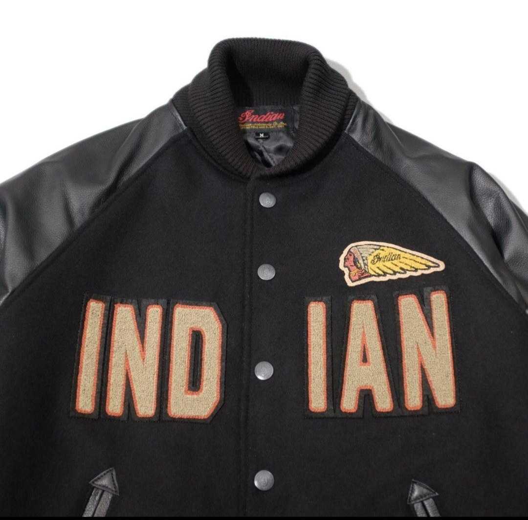 コーフル INDIAN スタジャン\nブラック ウールメルトン×レザー 黒x黒