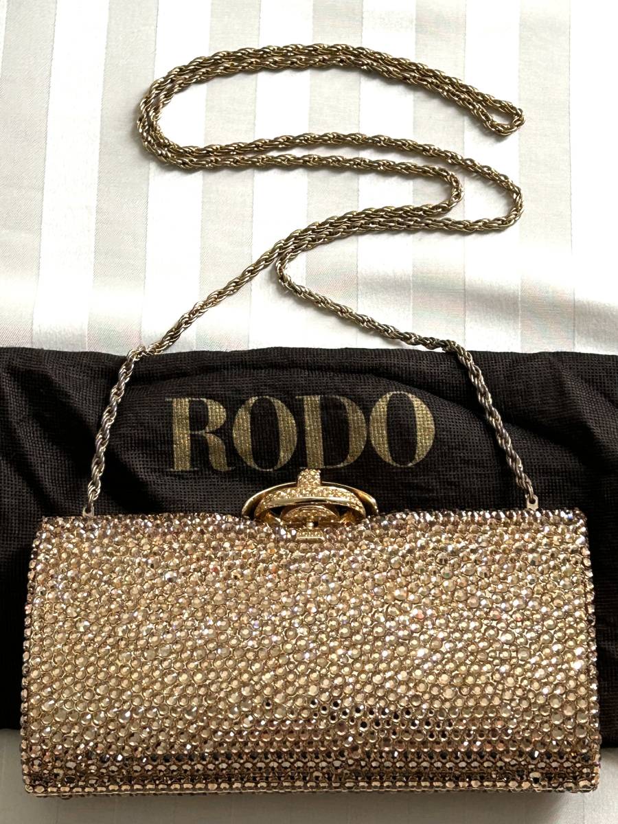 RODOロド・2WAYビジューショルダーバッグ・クラッチバッグ・ゴールド