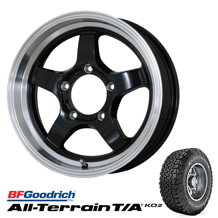 新品 ジムニー 4本セット タイヤ アルミ ホイール LT215/70R16 BFグッドリッチ オールテレーンKO2 ホワイトレター 16インチ 5.5J +22 5/139_タイヤとホイールのセットです