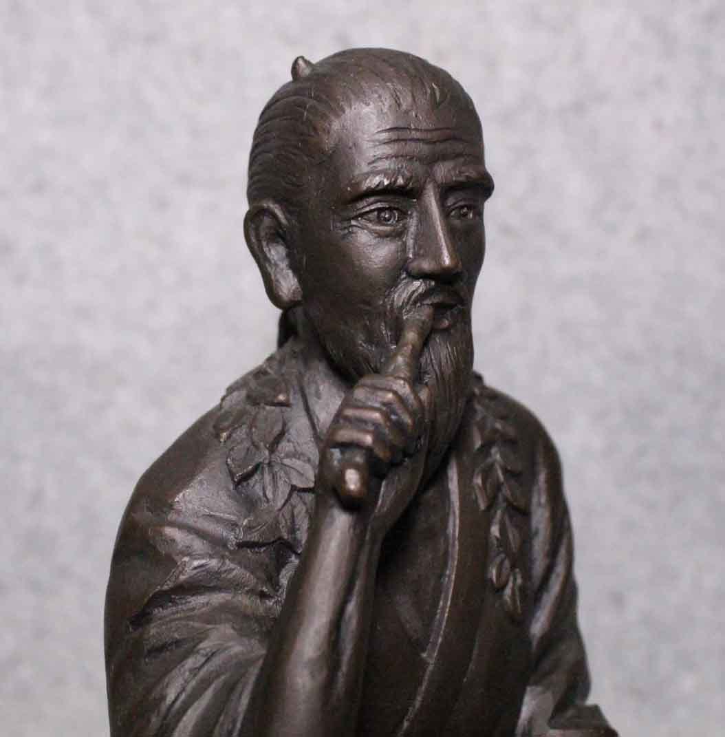 金属工芸○神農像 景秋 在銘○23cm 銅像 ブロンズ像 bronze 置物 神像 ...