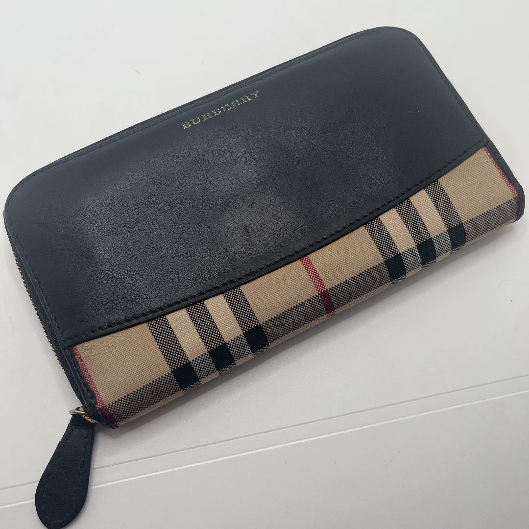 専門ショップ Burberry バーバリー 長財布 ラウンドジップ ノバ