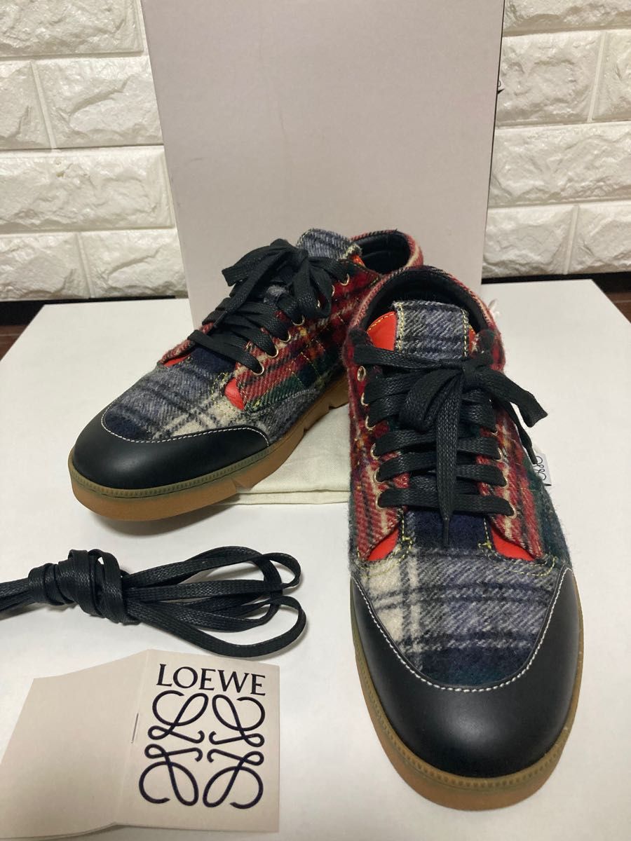 LOEWE ロエベ　クレイジーパターン　ウールチェック　スニーカーブーツ