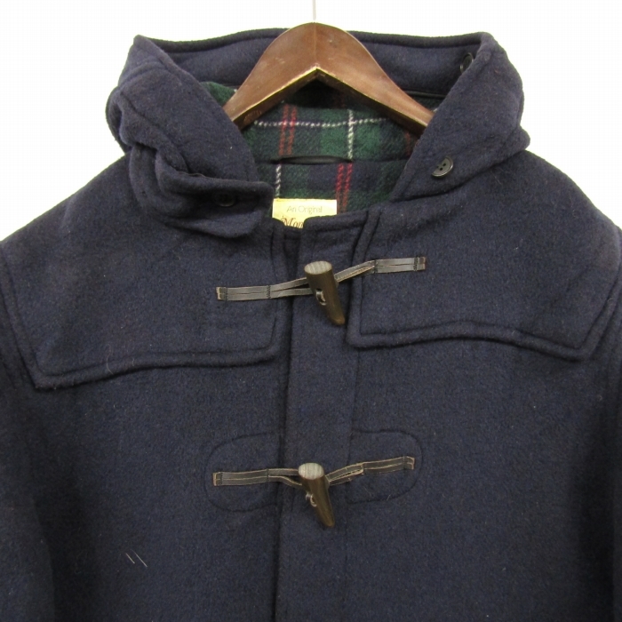  Britain made size EUR40 MontyCoat duffle coat wool navy lining have check hood have chin strap old clothes Vintage 2F1048