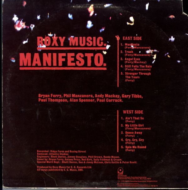 USオリジLP！Roxy Music / Manifesto 79年【ATCO / SD 38-114】ロキシー・ミュージック Bryan Ferry ブライアン・フェリー マニフェスト_画像4