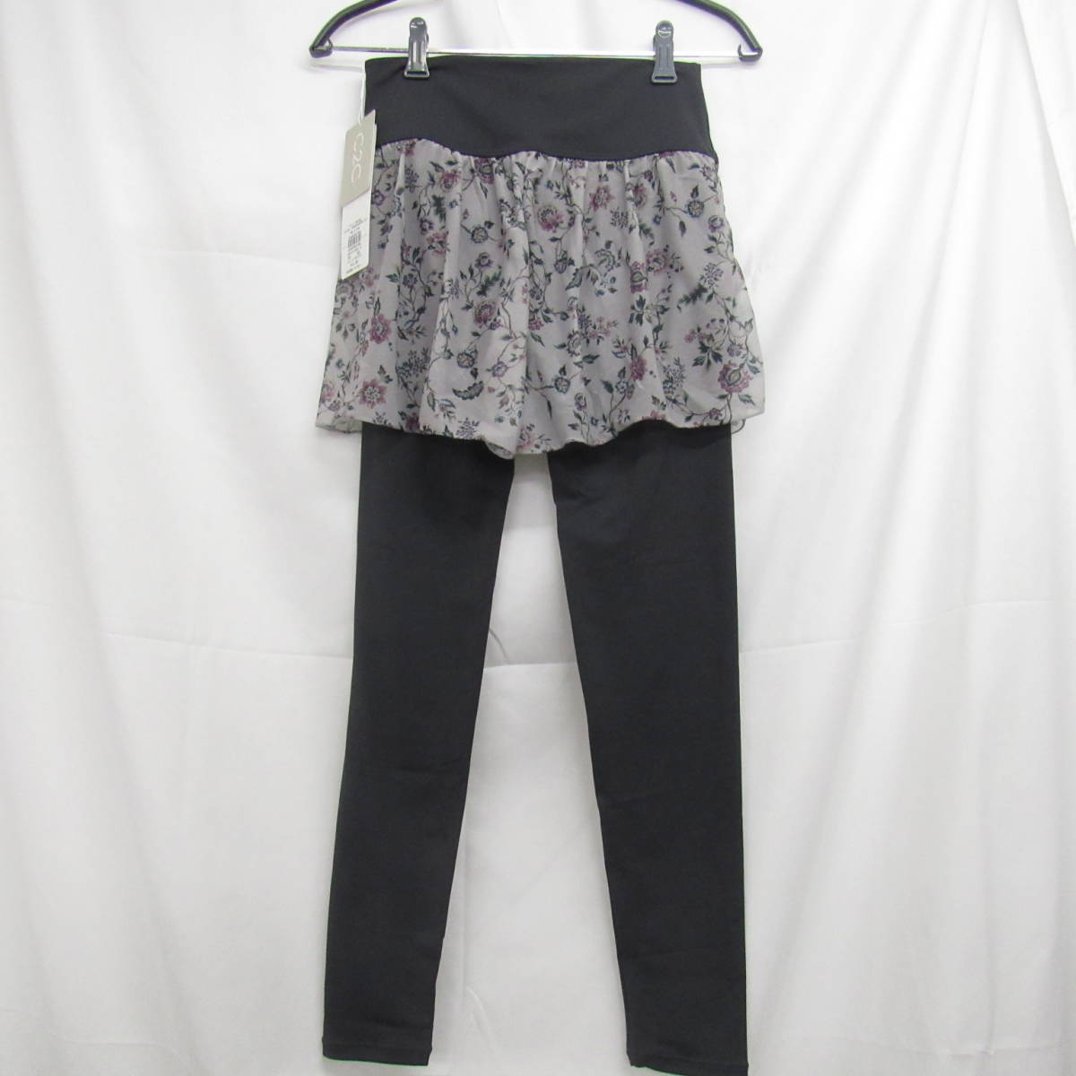 87-00271 [ outlet ] tea cot short pants attaching leggings yoga ballet Dance waist rubber lady's M size gray floral print 