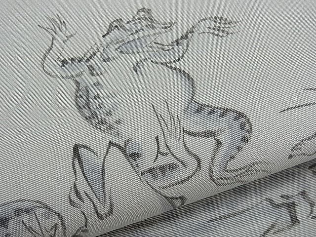 平和屋着物 塩瀬 九寸名古屋帯 作家物 手描き 鳥獣戯画 逸品 tx4844
