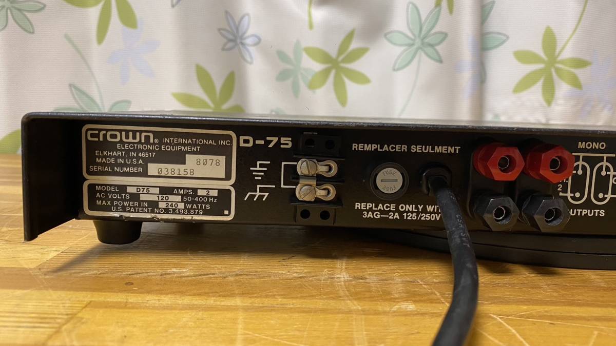 Crown(amcron) D-75 パワーアンプ MADE IN USA|楽器、器材 Crown(amcron) D-75 パワーアンプ MADE IN USA|楽器、器材