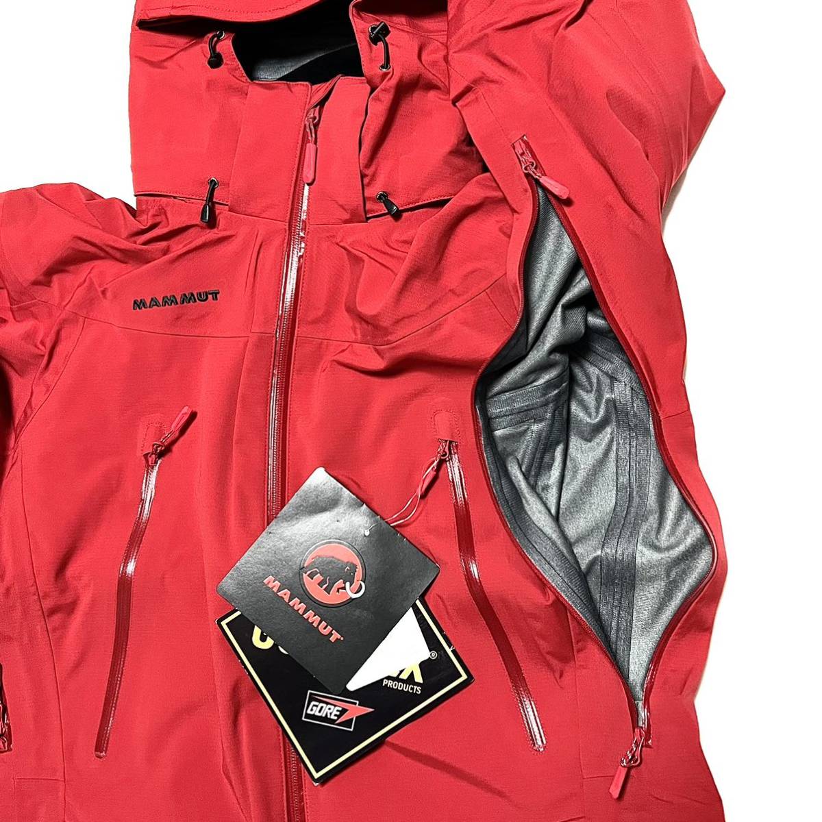 XL 新品 マムート 防水 ゴアテックス アイスフォール 赤 ジャケット 雪 GORETEX ハイキング スキー スノボー スノーボード ゴア  GORE 登山