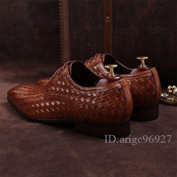 H565★上質 牛革 ビジネスシューズ ドレスシューズ 編み込み 革靴 紳士靴 フォーマル 2色選択可 サイズ25cm_画像7