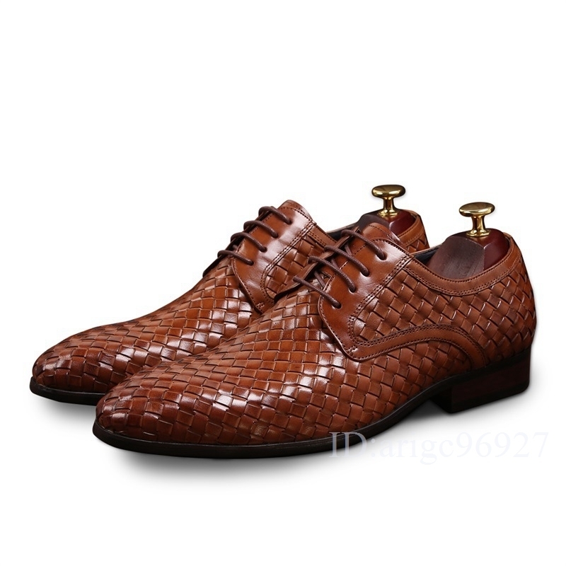 H565★上質 牛革 ビジネスシューズ ドレスシューズ 編み込み 革靴 紳士靴 フォーマル 2色選択可 サイズ25cm_画像3