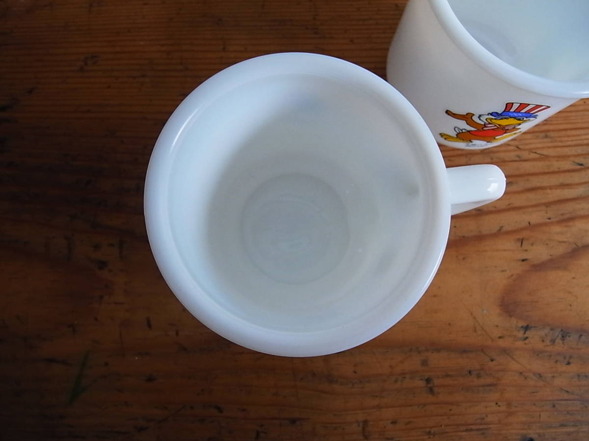未使用品 ロサンゼルスオリンピック イーグルサムのガラスマグカップ２個セット/ミルクガラス レトロ コップの画像5