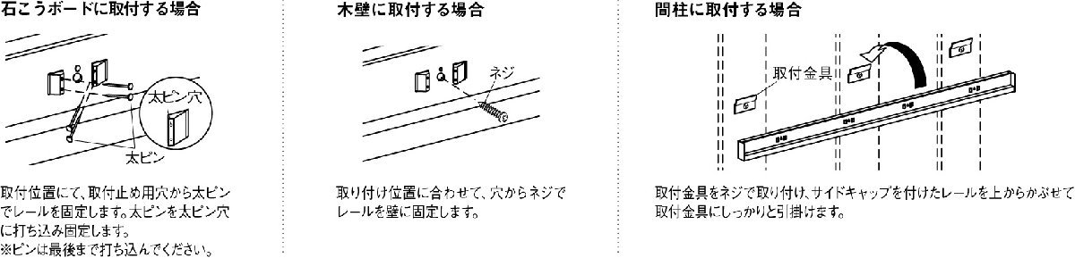 美術金具 木壁 石膏ボード用 レール10 M-3014 長さ0.9M_画像3