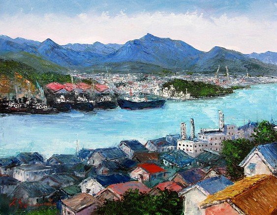 油彩画 洋画 (油絵額縁付きで納品対応可) F20号 「尾道1」 島本 良平 ...