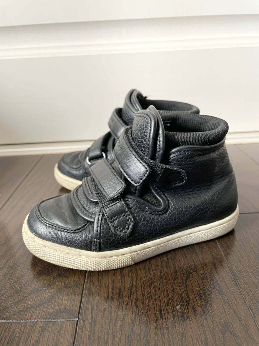 中古 DOLCE＆GABBANA ドルチェ＆ガッバーナ キッズ 子ども用 レザースニーカー ブラック　黒_画像2