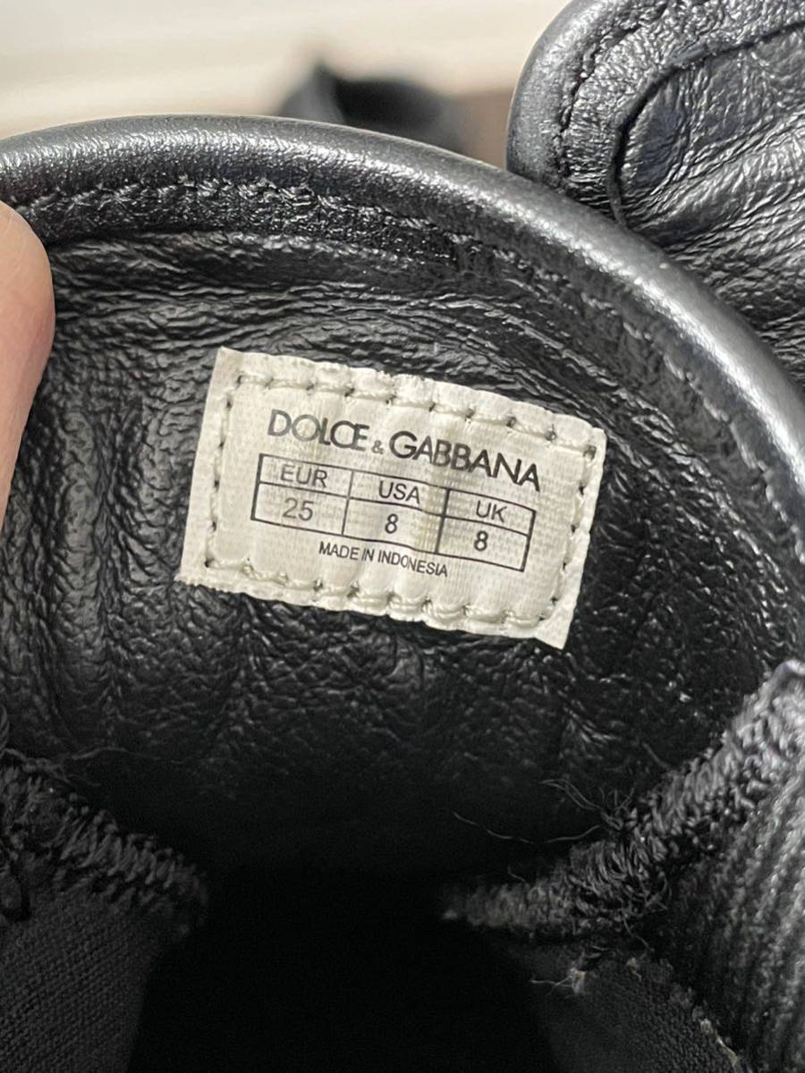 中古 DOLCE＆GABBANA ドルチェ＆ガッバーナ キッズ 子ども用 レザースニーカー ブラック　黒_画像5