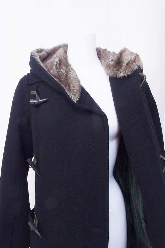 sunao kuwahara Sunao Kuwahara duffle coat fake fur hood M black 
