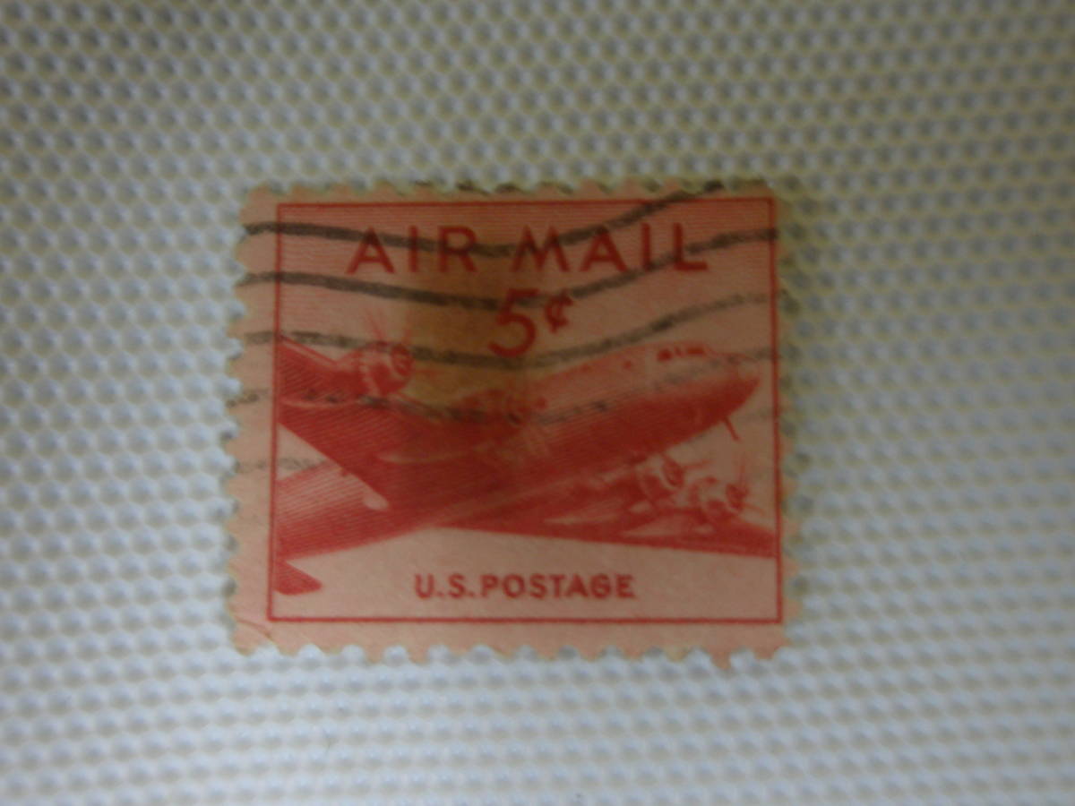 外国切手 使用済 単片 アメリカ合衆国 UNITED STATES POSTAGE (32) 5c 波消 ヒンジ跡_画像6