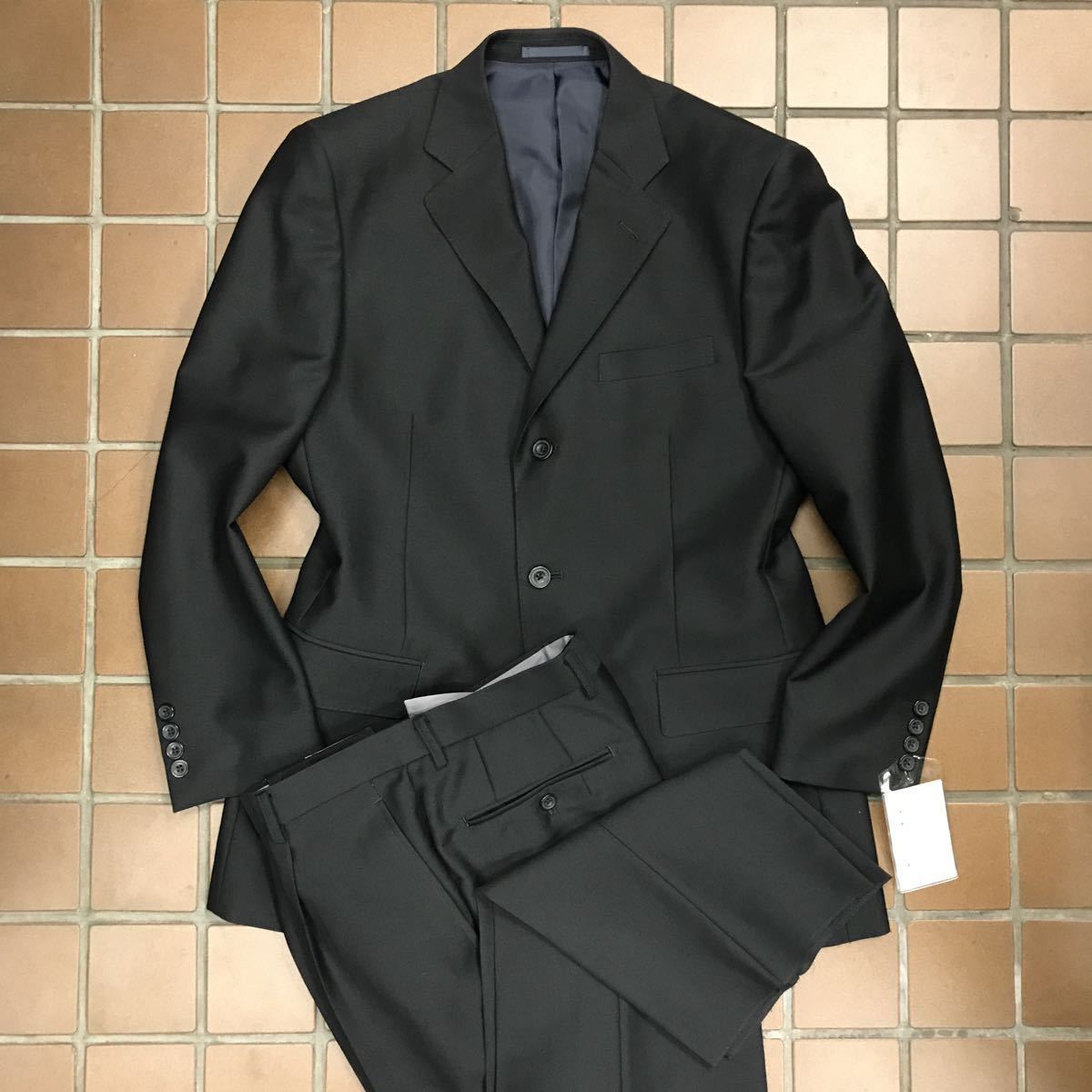 【新品未使用】紳士服　背広　3つボタンスーツ/XLサイズ A7/サイドベンツ/AMFステッチ 1タック/濃紺/ウール100% 激安★英国紳士スーツ