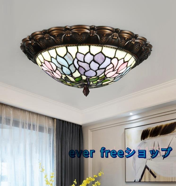 (税込) ステンドランプ 人気美品! シーリングライト 照明 ティファニー技法 花柄レトロな雰囲気がおしゃれ アンティーク ステンドグラス 6畳用~ (税込) ステンドランプ 人気美品! シーリングライト 照明 ティファニー技法 花柄レトロな雰囲気がおしゃれ アンティーク ステンドグラス 6畳用~