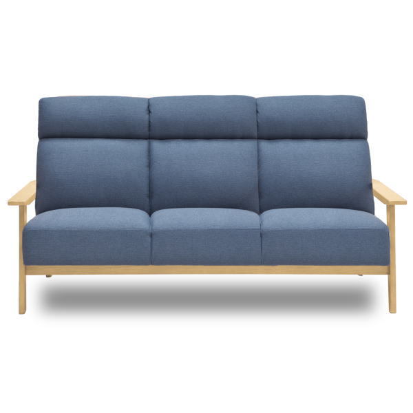 おしゃれ ハイバック ベッド ソファ sofa 木製フレーム 3人掛けソファー ファブリック 送料無料 カーニー ブルー