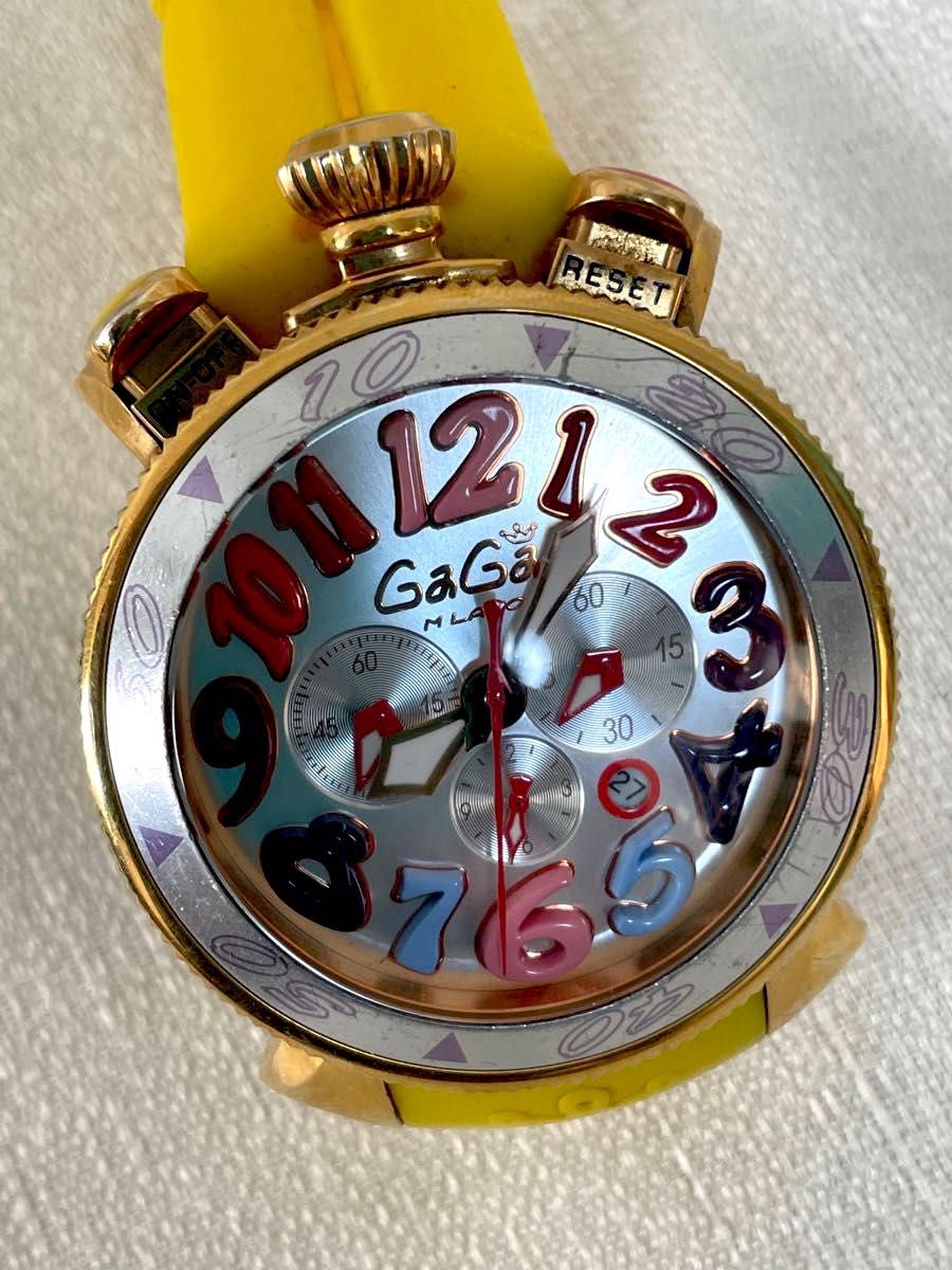 安い購入 GaGa マヌアーレ 46ｍｍ MILANO マヌアーレ 電池交換済 クオーツ メンズ腕時計 ガガミラノ スリム 正規品 MM48  クロノグラフ