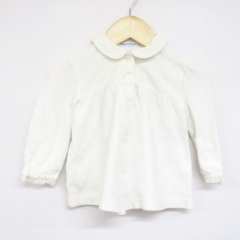  Familia circle collar polo-shirt with long sleeves blouse cut and sewn for girl 80 size white baby child clothes familiar