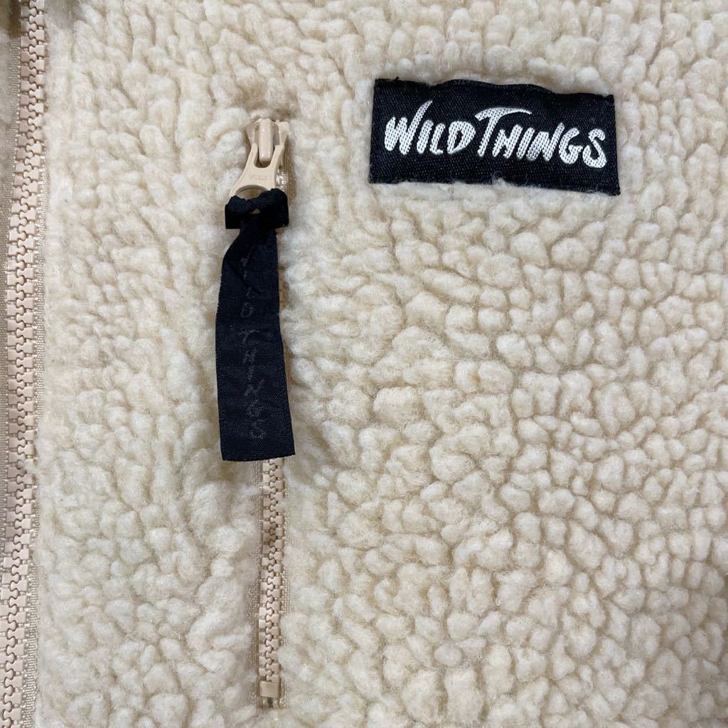 WILD THINGS × nano・universeワイルドシングス× ナノユニバース FLUFFY BOA G1ボアジャケット M ベージュ系 フリースブルゾン 別注_画像5