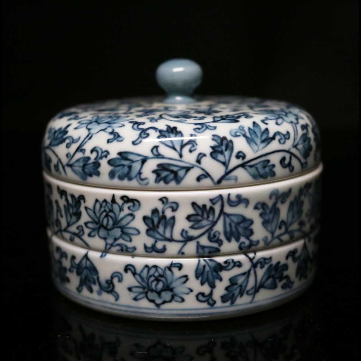超大特価老玩童~精品日本京燒名家榮山作青花瓷染付博古急須寶瓶茶壺