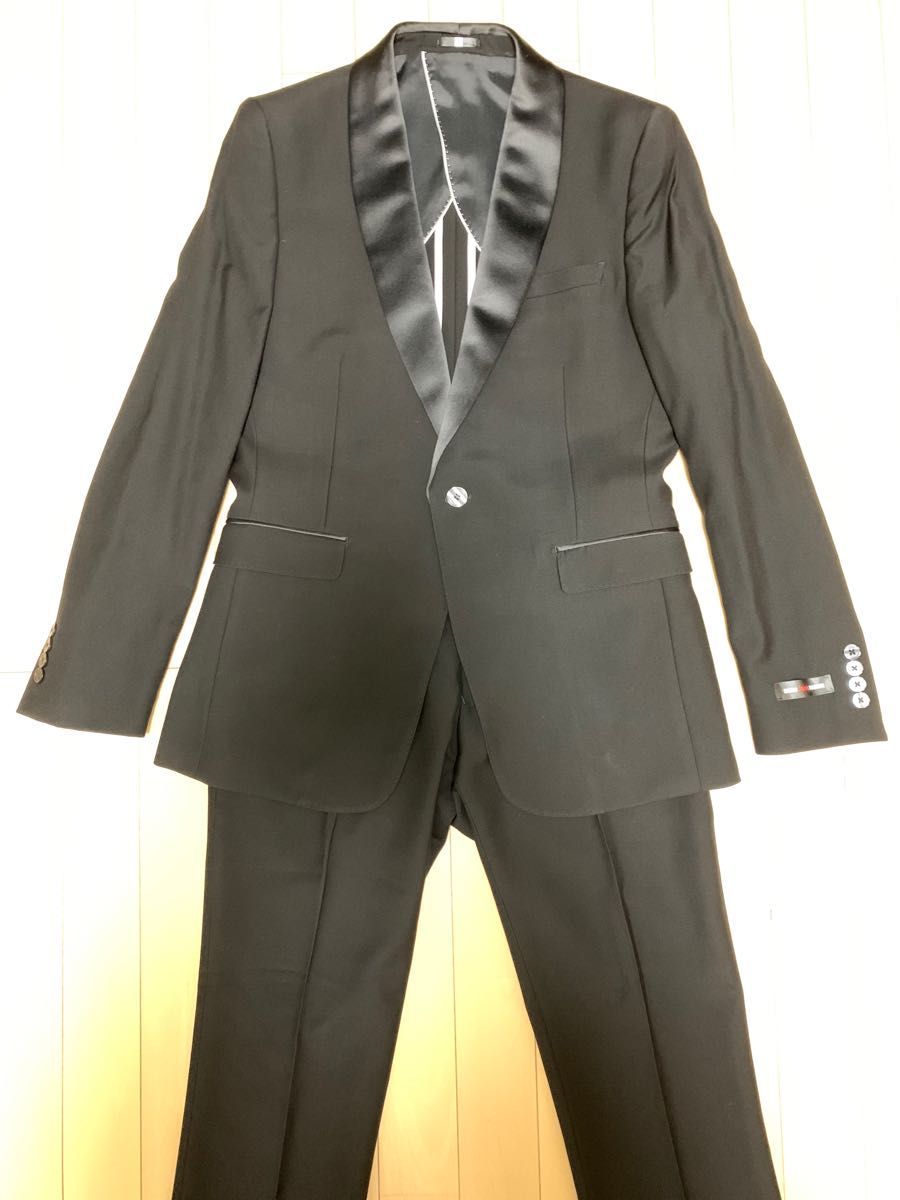 美品 SUIT SELECT スーツセレクト タキシード スーツ ブラック Y4-