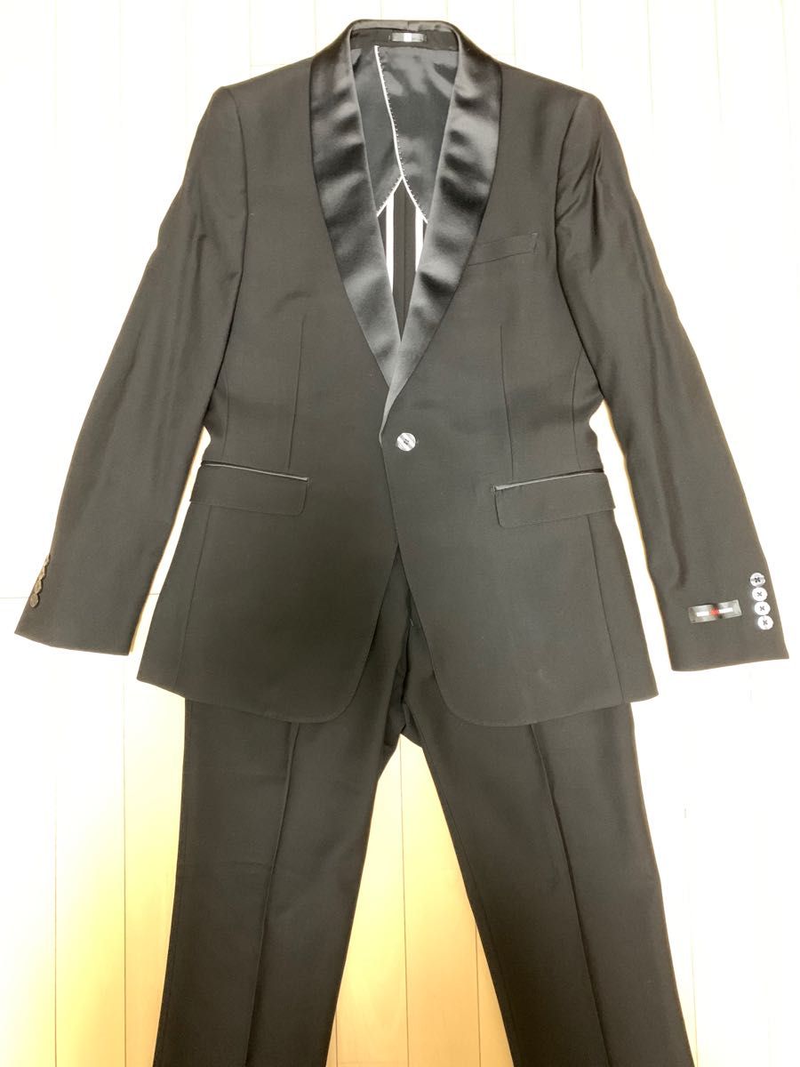 【新品】SUITSELECTスーツセレクト◆タキシード　セットアップ◆ブラック黒◆94Y6(細身サイズ)◆サテンショールカラー