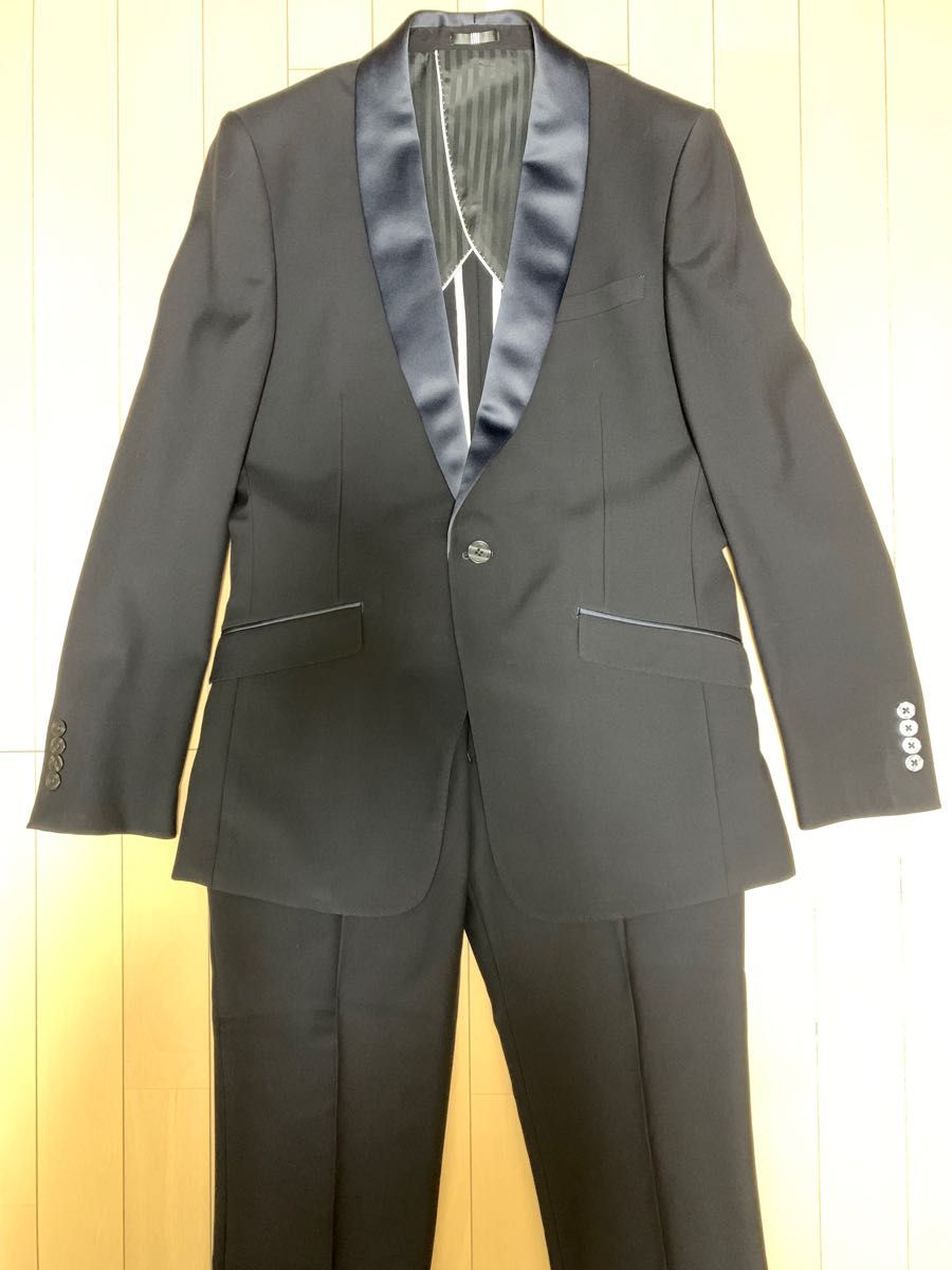 【新品】SUITSELECTスーツセレクト◆タキシード　セットアップ◆ネイビー濃紺◆94Y6(細身サイズ)◆サテンショールカラー