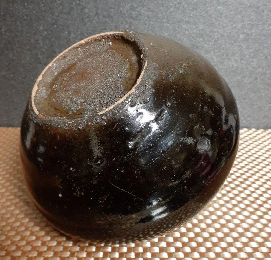 名品】高麗 李朝 黒釉 【黒高麗】酒会壺 花入れ 砂目高台 【貫禄の逸品