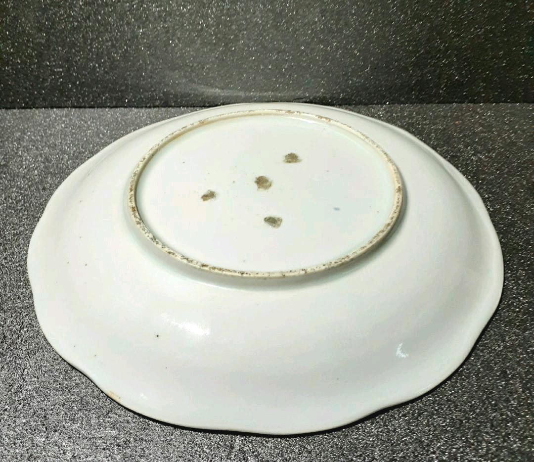 江戸時代後期 図変わり 古伊万里 染付 海老に菱文様 21.1cm 七寸皿