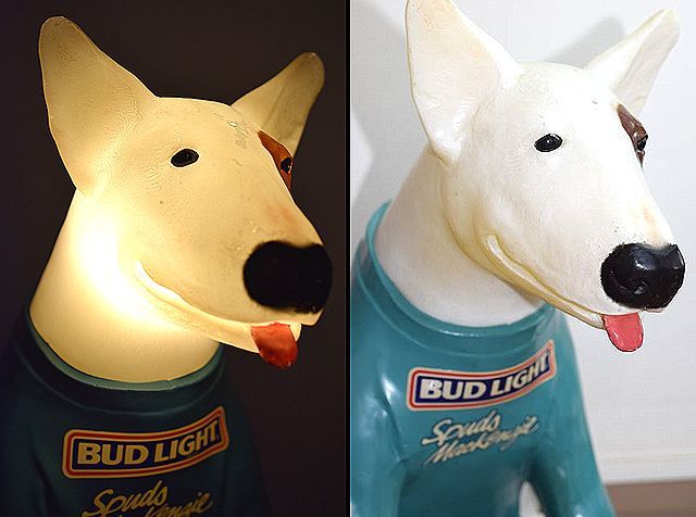 1980's BUD LIGHT バドライト スパッズマッケンジー ビンテージ ランプ ブルテリア犬 検 看板 BEER ビール アドバタイジング  バドワイザー