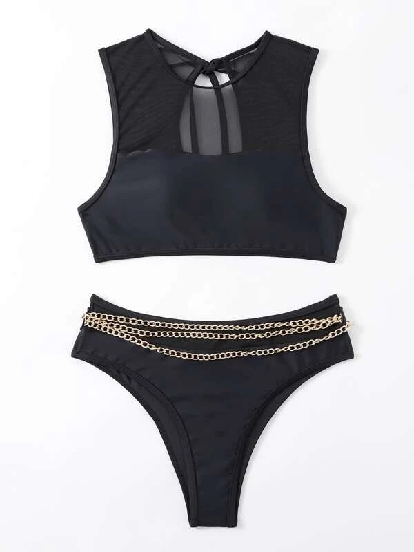  super sexy!., chain attaching mesh bikini swimsuit!