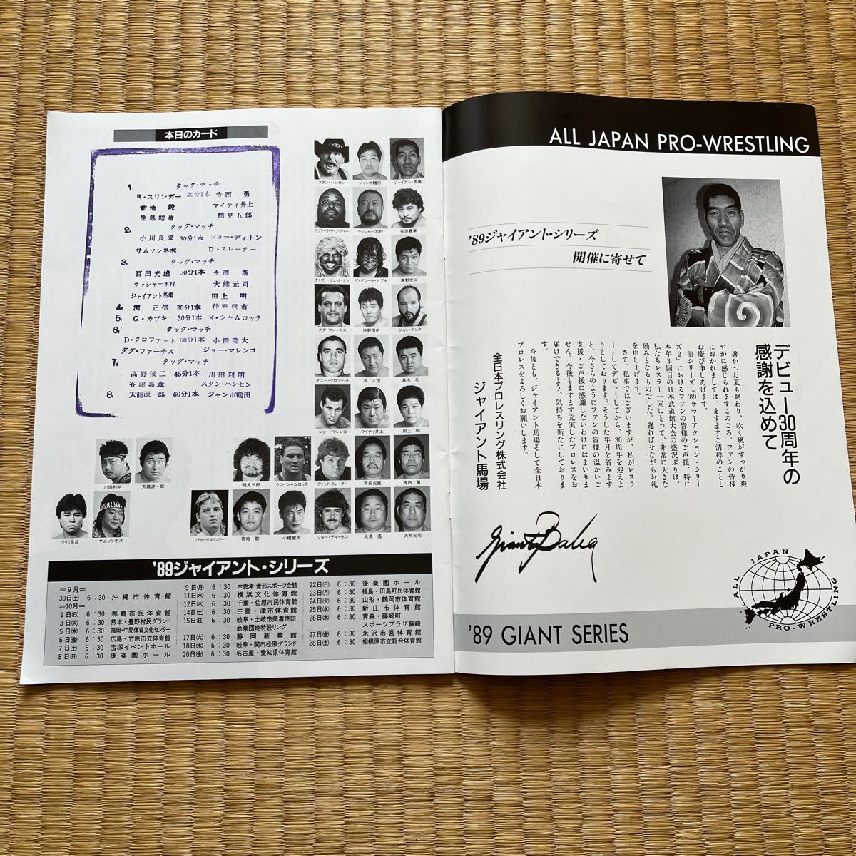 全日本プロレス '89ジャイアントシリーズ パンフレット|Yahoo 全日本プロレス '89ジャイアントシリーズ パンフレット|Yahoo