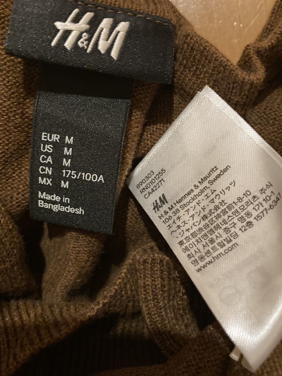 H&M Vネックセーター　Mサイズ　茶色　ブラウン