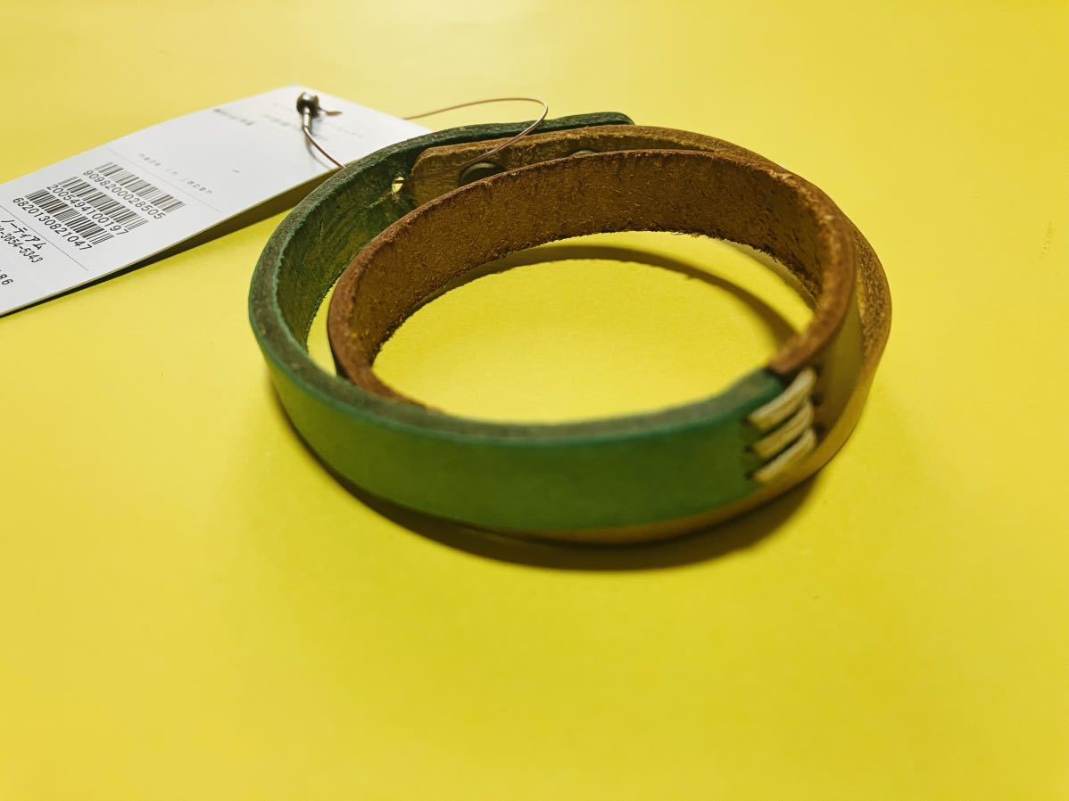  unused no-tiam3 color 2 ream bracele Brown ( yellow * green ) regular price 2090 jpy cow leather NAUGHTIAM