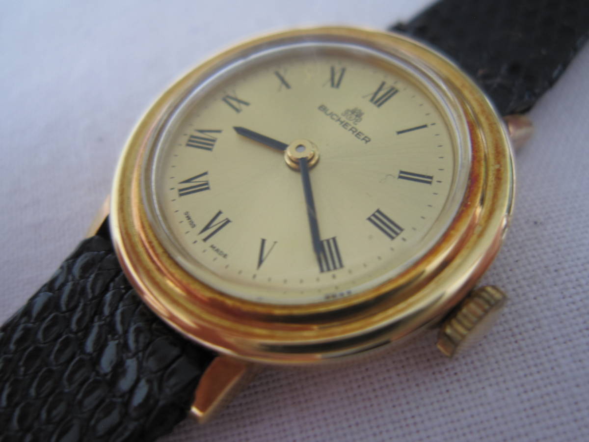 18K!稼動品・美品・希少! BUCHERER (ブッフェラー) 手巻き ローマン ...