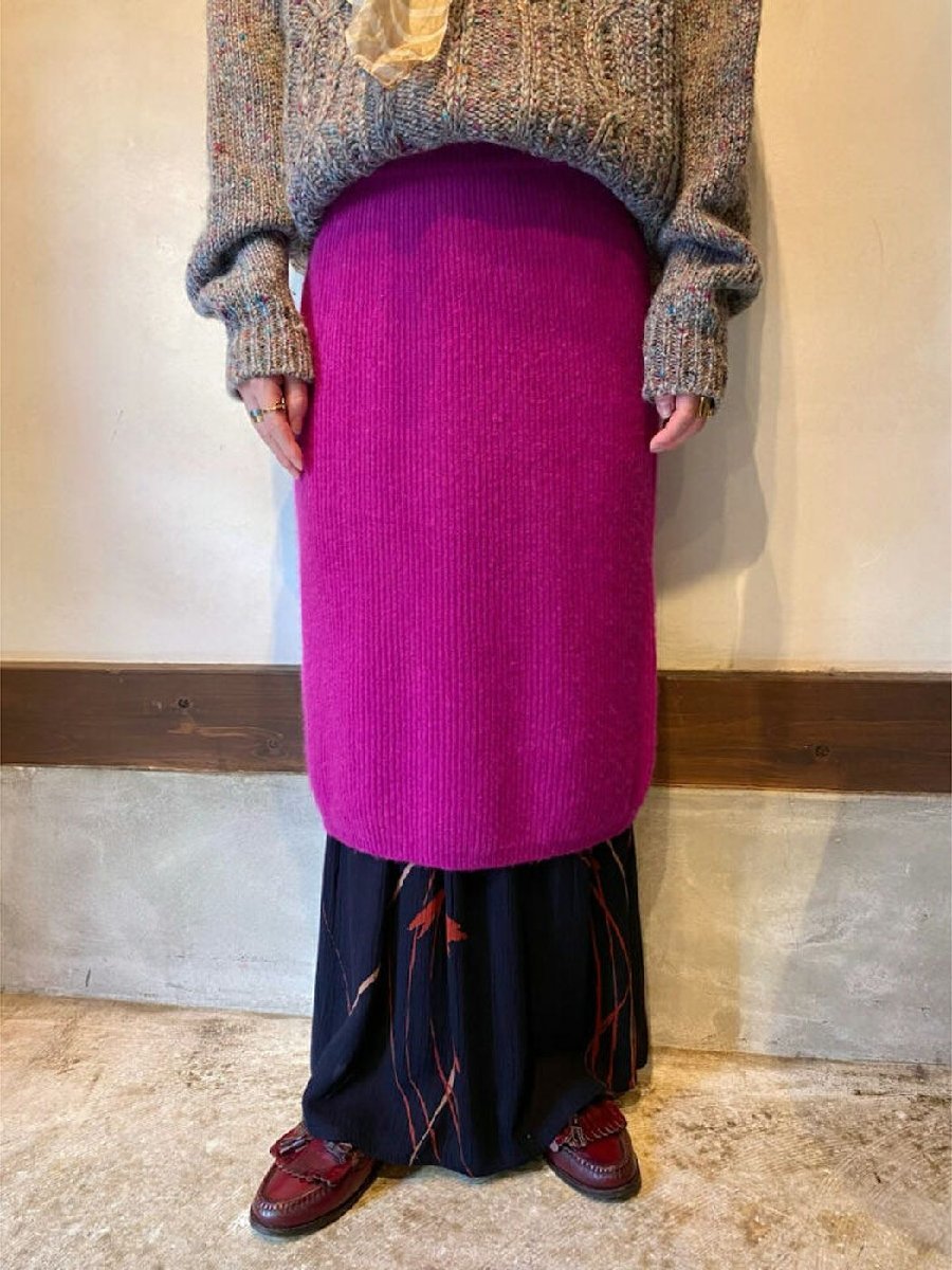 Mサイズ color rib knitted skirt(sk221140)