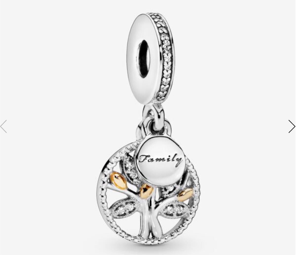 17日まで!今期新品 Pandora スパークリング ファミリーツリー チャーム 2023 日本国内 正規店購入 ツートーン 刻印