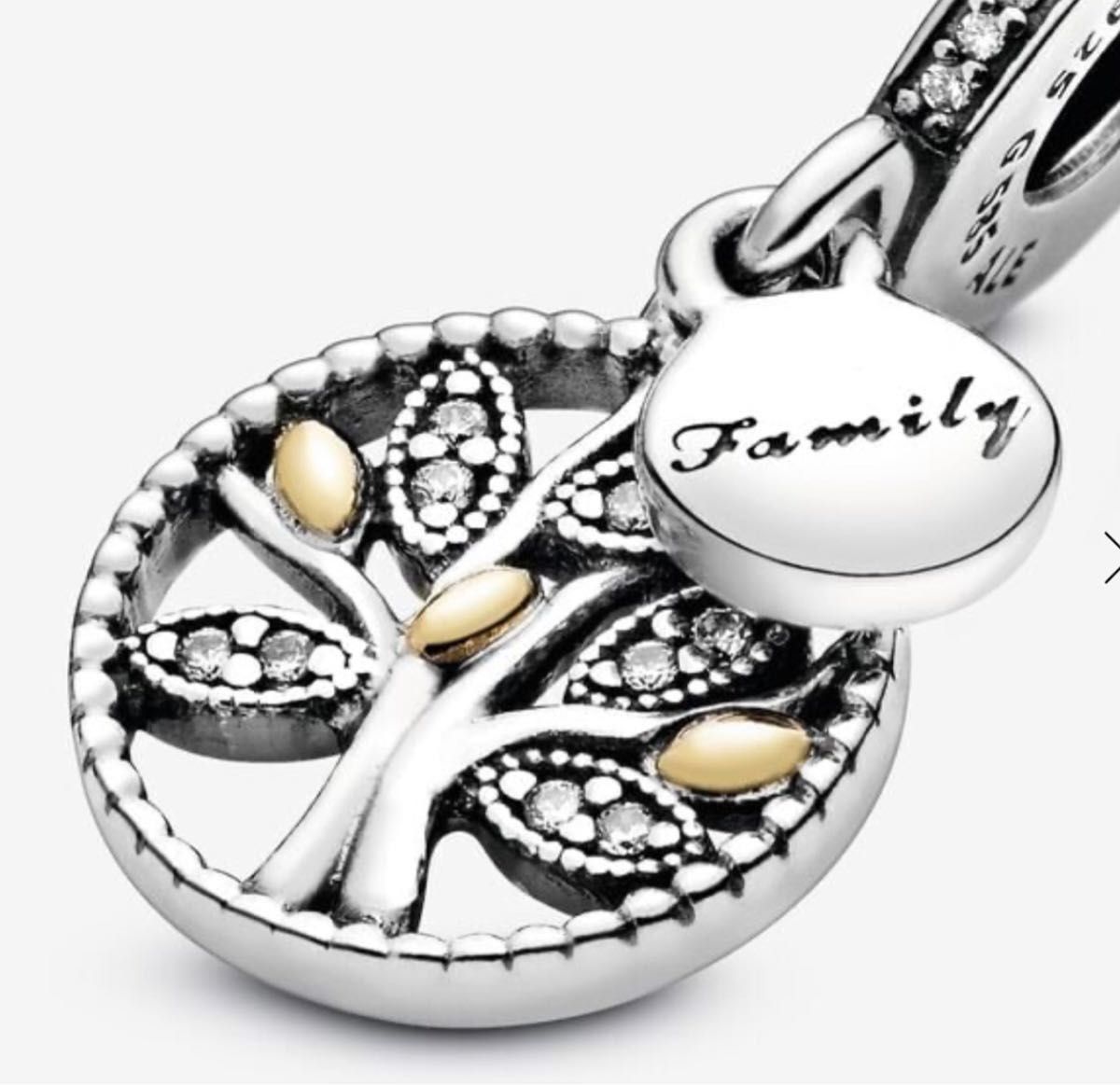 17日まで!今期新品 Pandora スパークリング ファミリーツリー チャーム 2023 日本国内 正規店購入 ツートーン 刻印