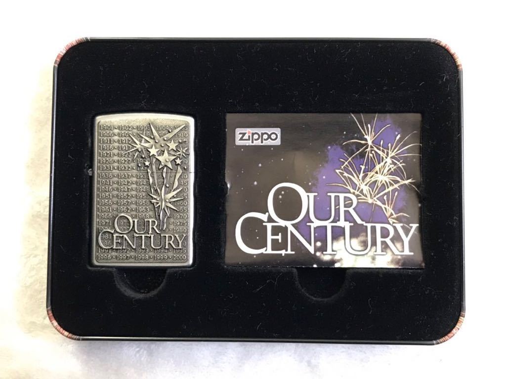 ZIPPO ジッポー ジッポ オイルライター OUR CENTURY　アワーセンチュリー　ケース付き　限定品 1999年製 未使用品。