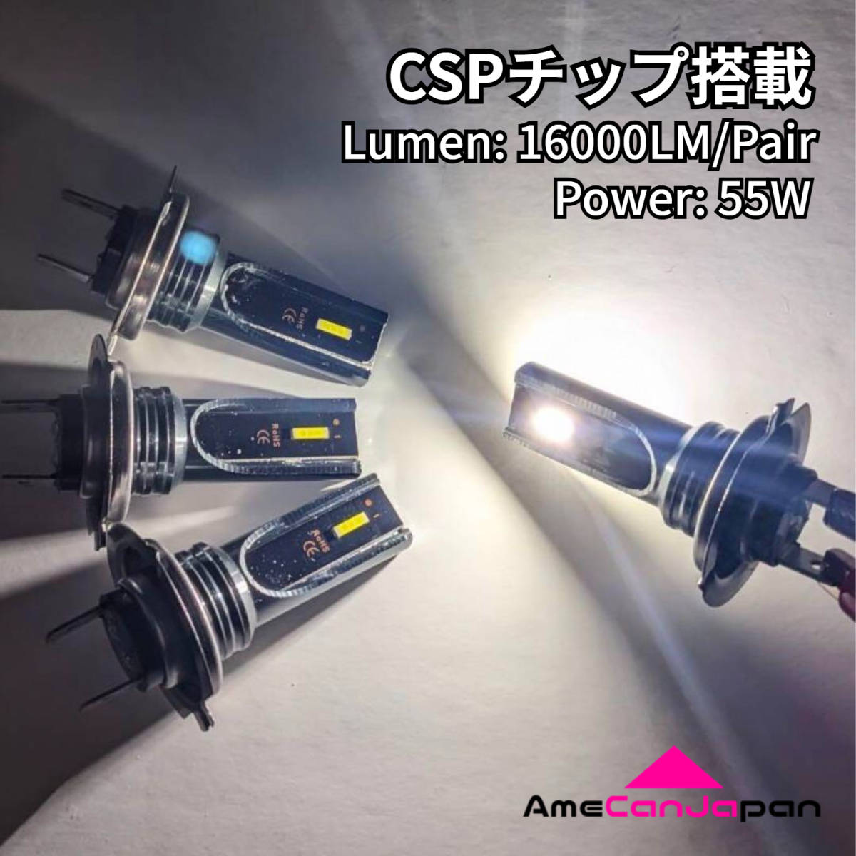 AmeCanJapan SUZUKI Bandit1250S GW72A 適合 H7 LED ヘッドライト バイク用 Hi LOW ホワイト 2灯 爆光 CSPチップ搭載_画像4