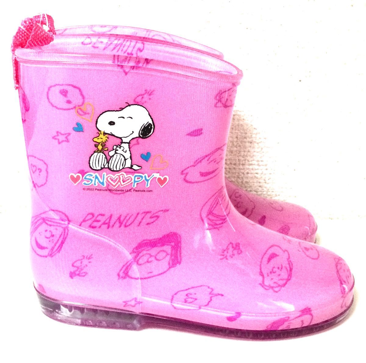 新品】15㎝ レインブーツ 《スヌーピー》 ピンク / キッズ 長靴 子供