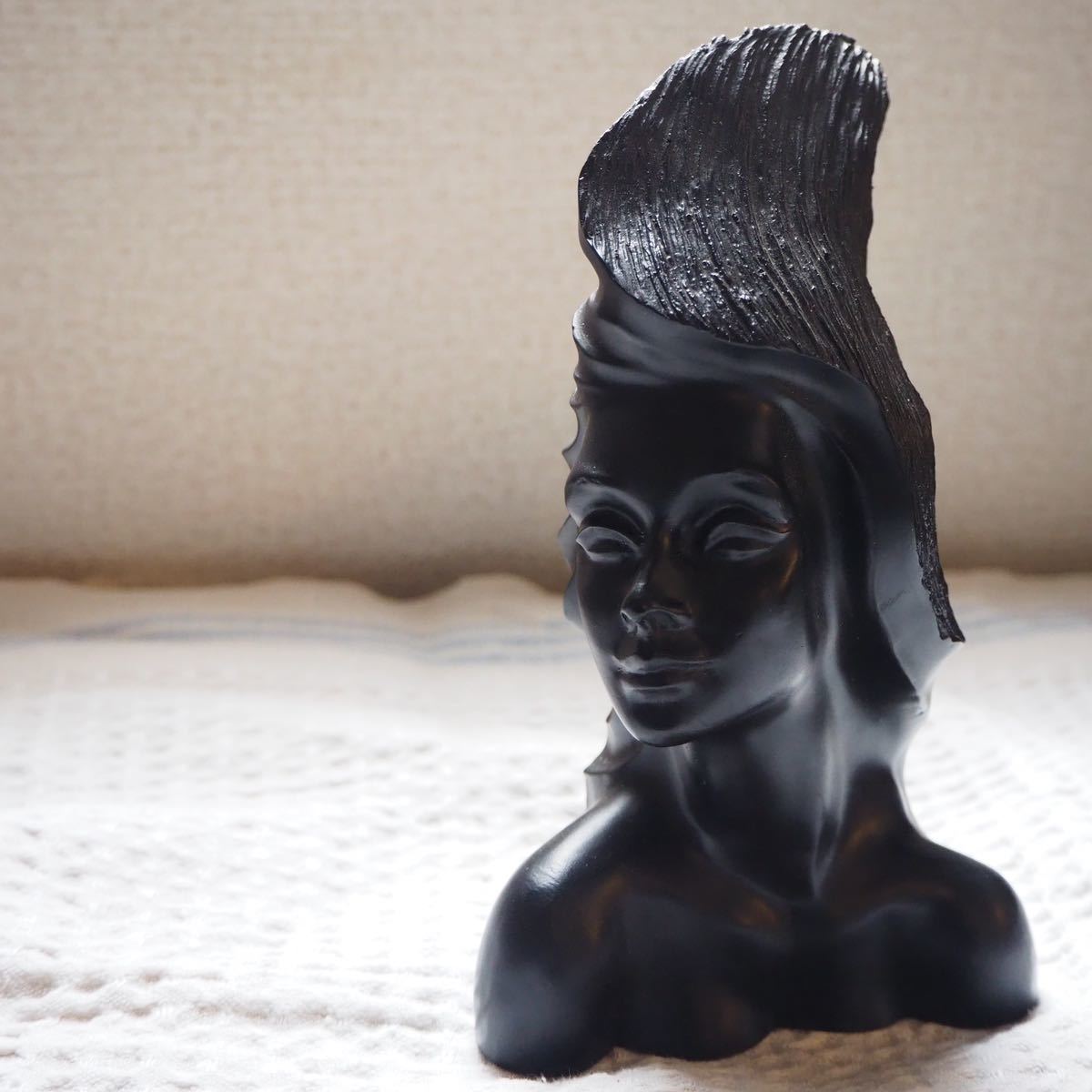 フランクシャーマン 黒珊瑚 置物 胸像 Tiki ハワイ HAWAII FRANK
