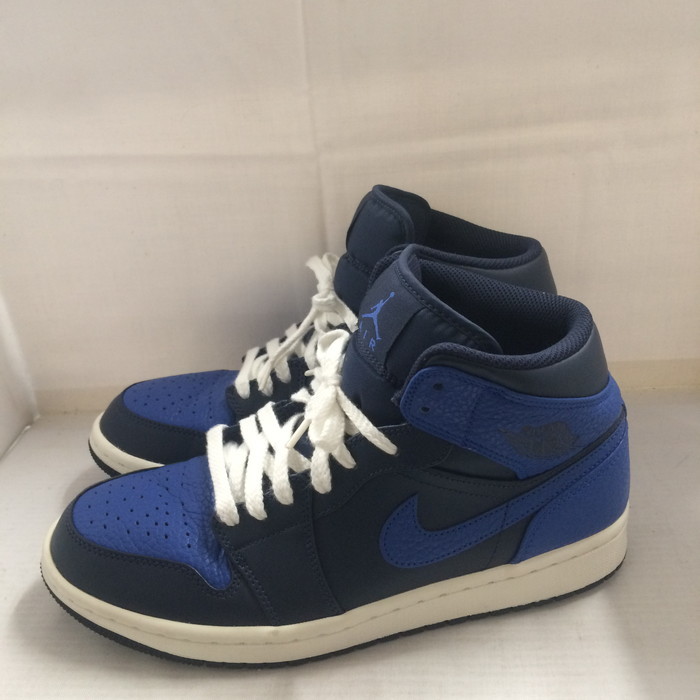 美品NIKE AIR JORDAN 1 MID メンズ ハイカットスニーカー ブルー 554724-412 26.0cm [jgg]_画像3