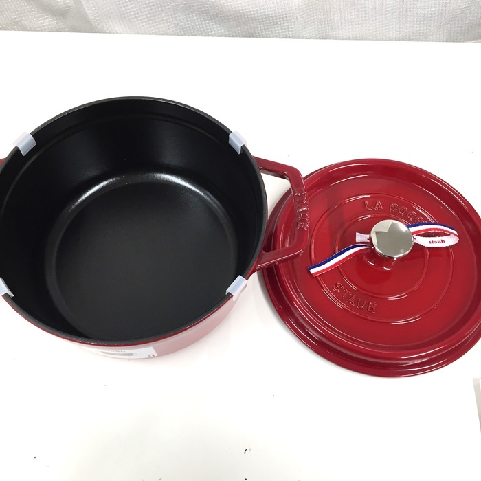 未使用 staub ピコ ココット ラウンド 22cm ホーロー 鍋 チェリー 2.6L 40509 825(1102206) [jgg]_画像2