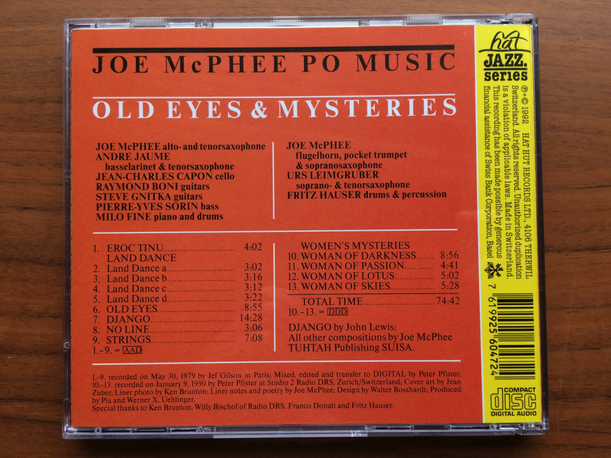 美品 Joe McPhee Po Music OLD EYES & MYSTERIES CD Andre Jaume, Raymond Boni, Milo Fine... / Contemporary Jazz, Free Improvisation_画像6