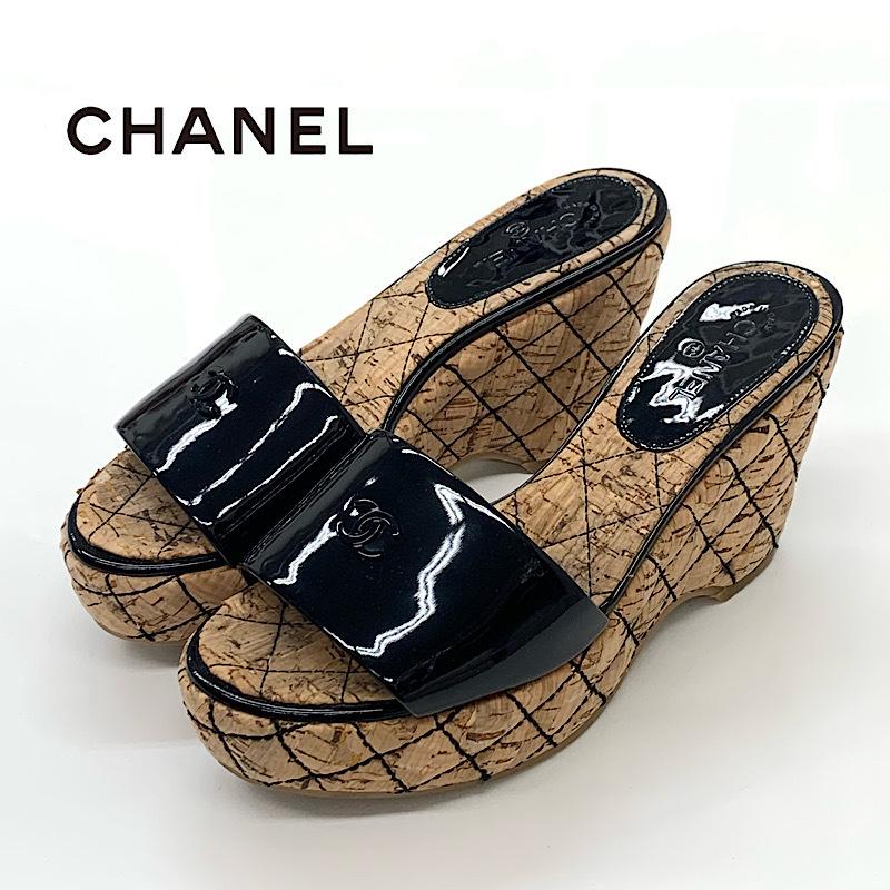 CHANEL シャネル パンプス サンダル ウェッジソール 38C ♪ | www